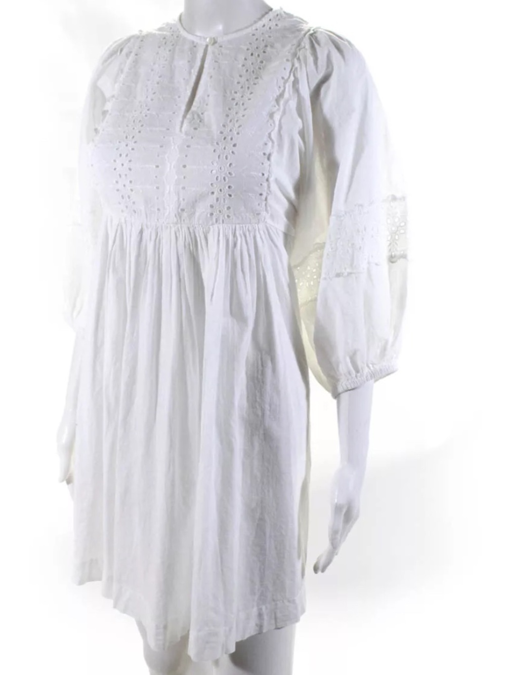 byTiMo Women's Cotton Slub Collar Mini Dress White Size S